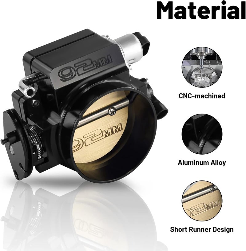 Endxedo 92mm Throttle Body for LS1 LS2 LS6 LS3 LS LS7 SX LS Throttle Body with TPS Throttle Position Sensors IAC Aluminum Black - Image 3